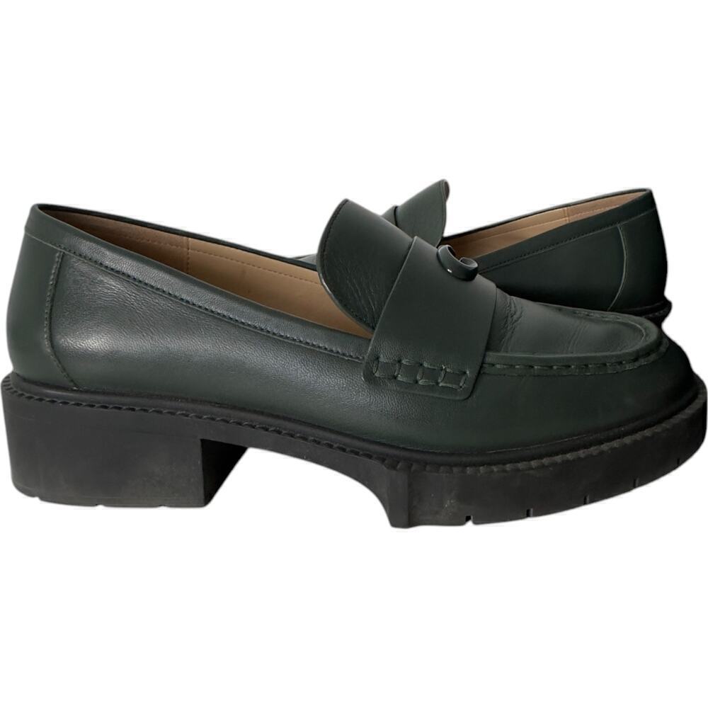 Coach Leah Loafer in Green Leather with Platform Lug Sole (11) - Picture 11 of 16